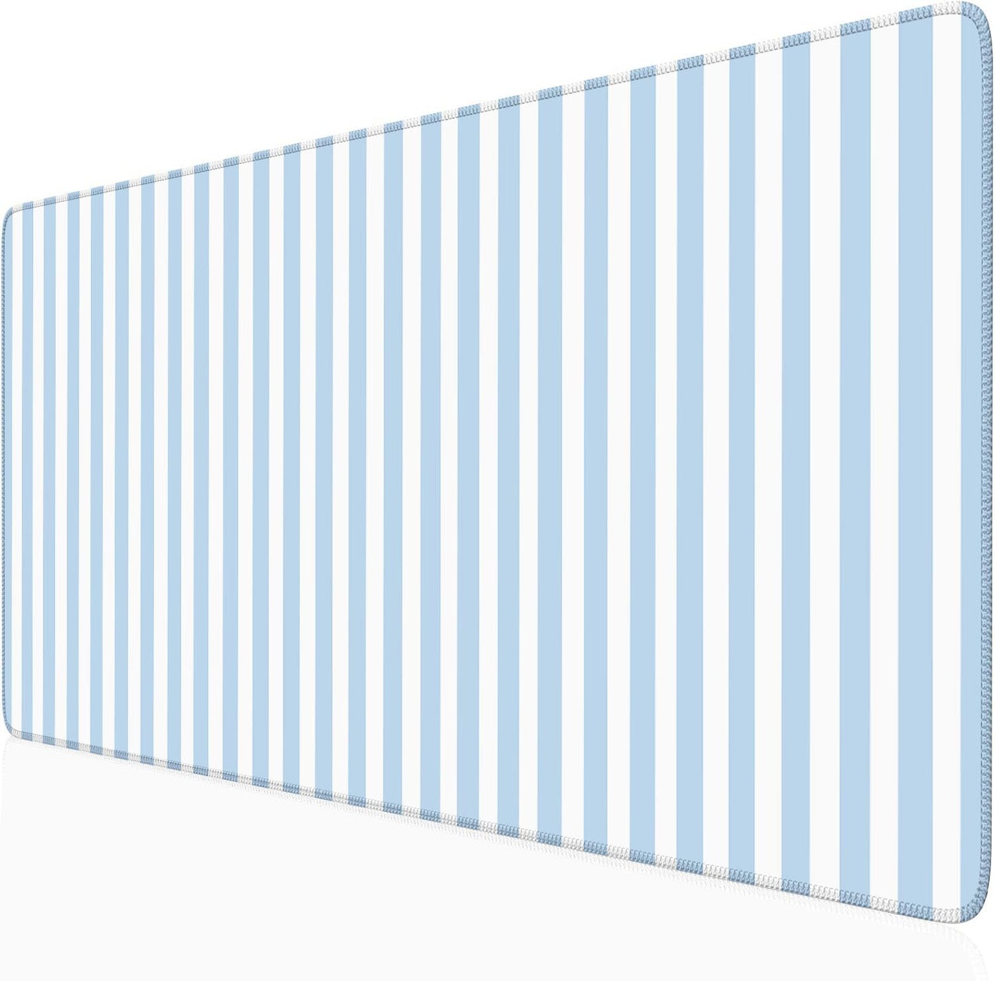 Nasdalgias Blue Striped Desk Mat Cute Pastel Large Mouse Pad Kawaii Aesthetic Extended Mat for Home
