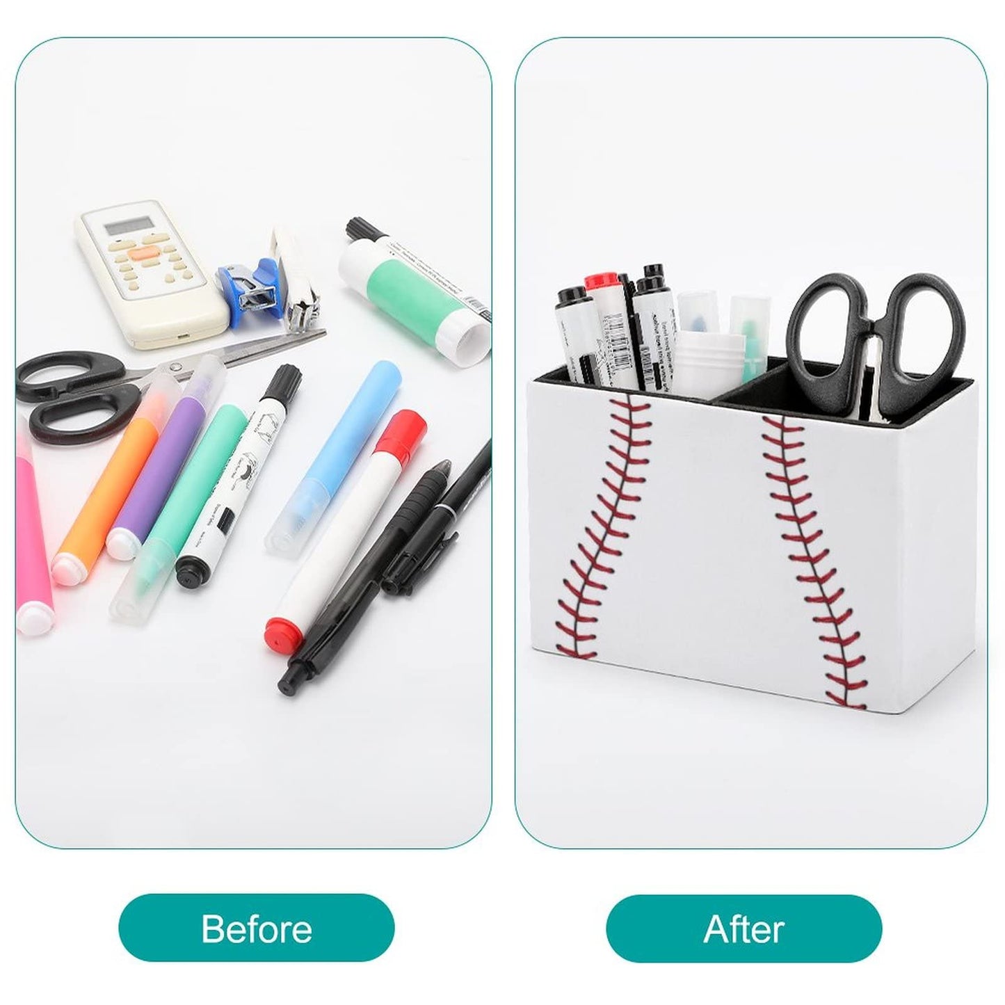 Niapessel Pencil Holder for Desk, Baseball Ball Pen Holder Storage Desktop Pen Organizer Desk