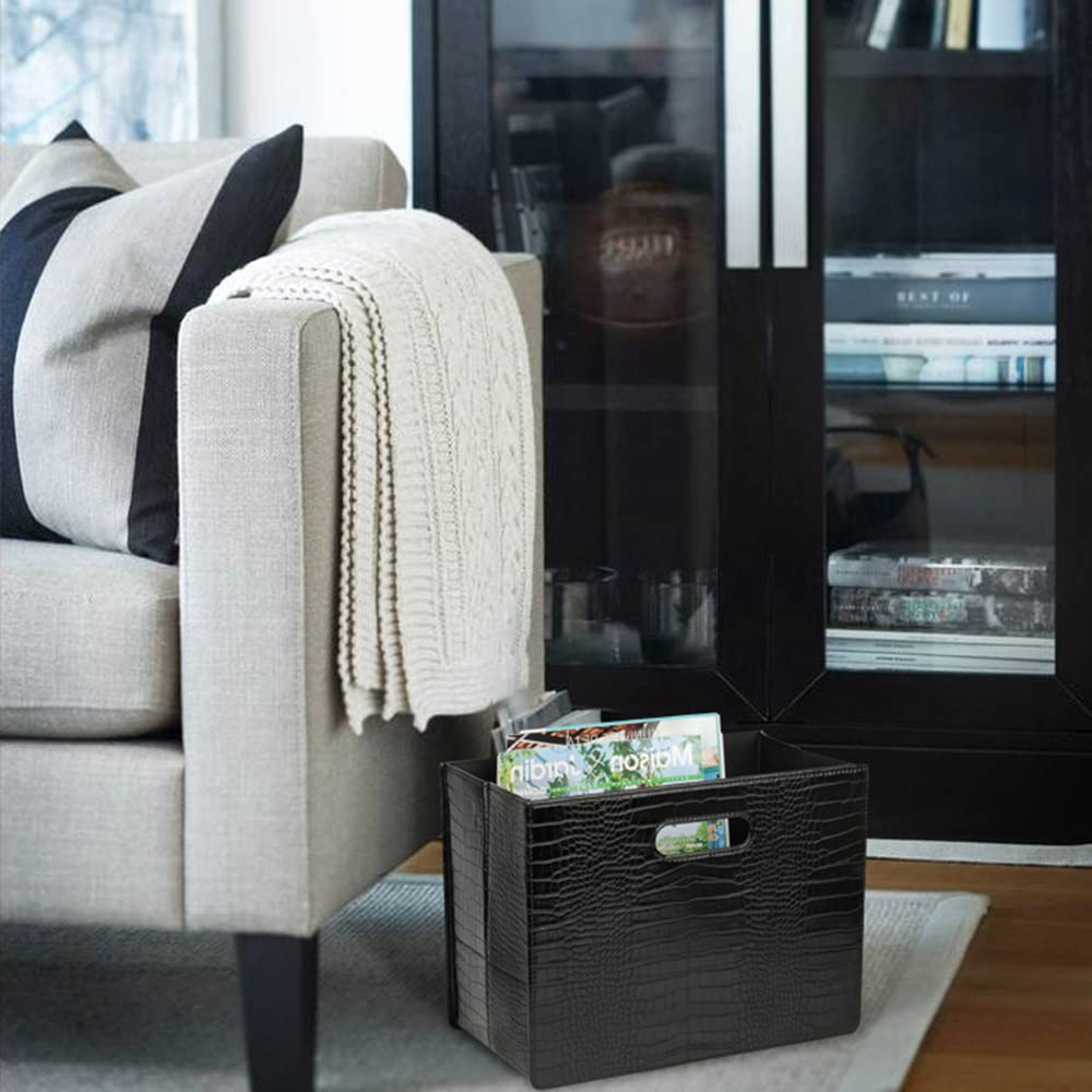 HofferRuffer Magazine Basket Holder, Foldable Magazine Rack, Document File Holder Organizer, File