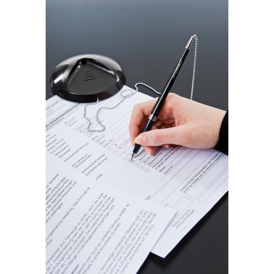 Q-Connect KF00233 Reception Pen with Chain and Base,Blue,Black