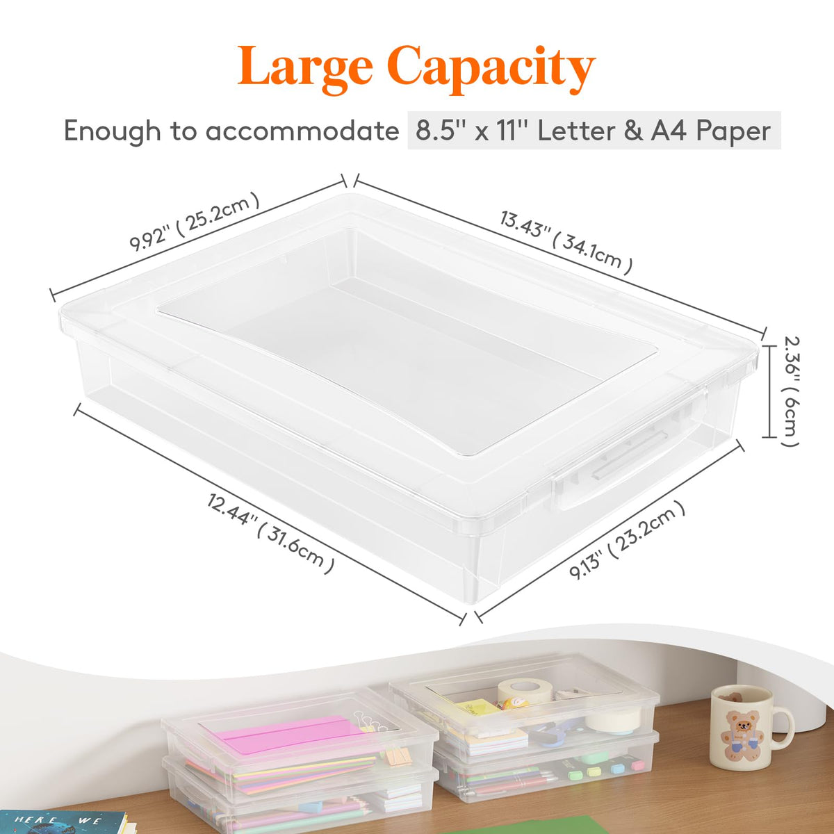 Lifewit 5 Qt Clear Storage Bins with Lids, 4 Pcs