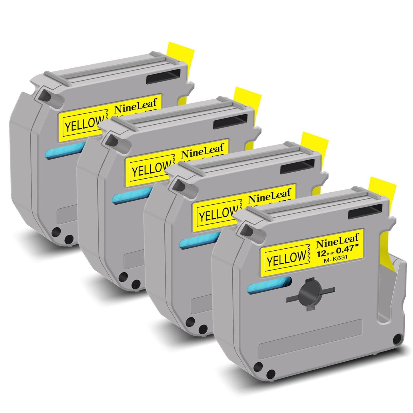 NineLeaf 4 Pack Compatible for Brother P-Touch M Tape M-K631 12mm 0.47''