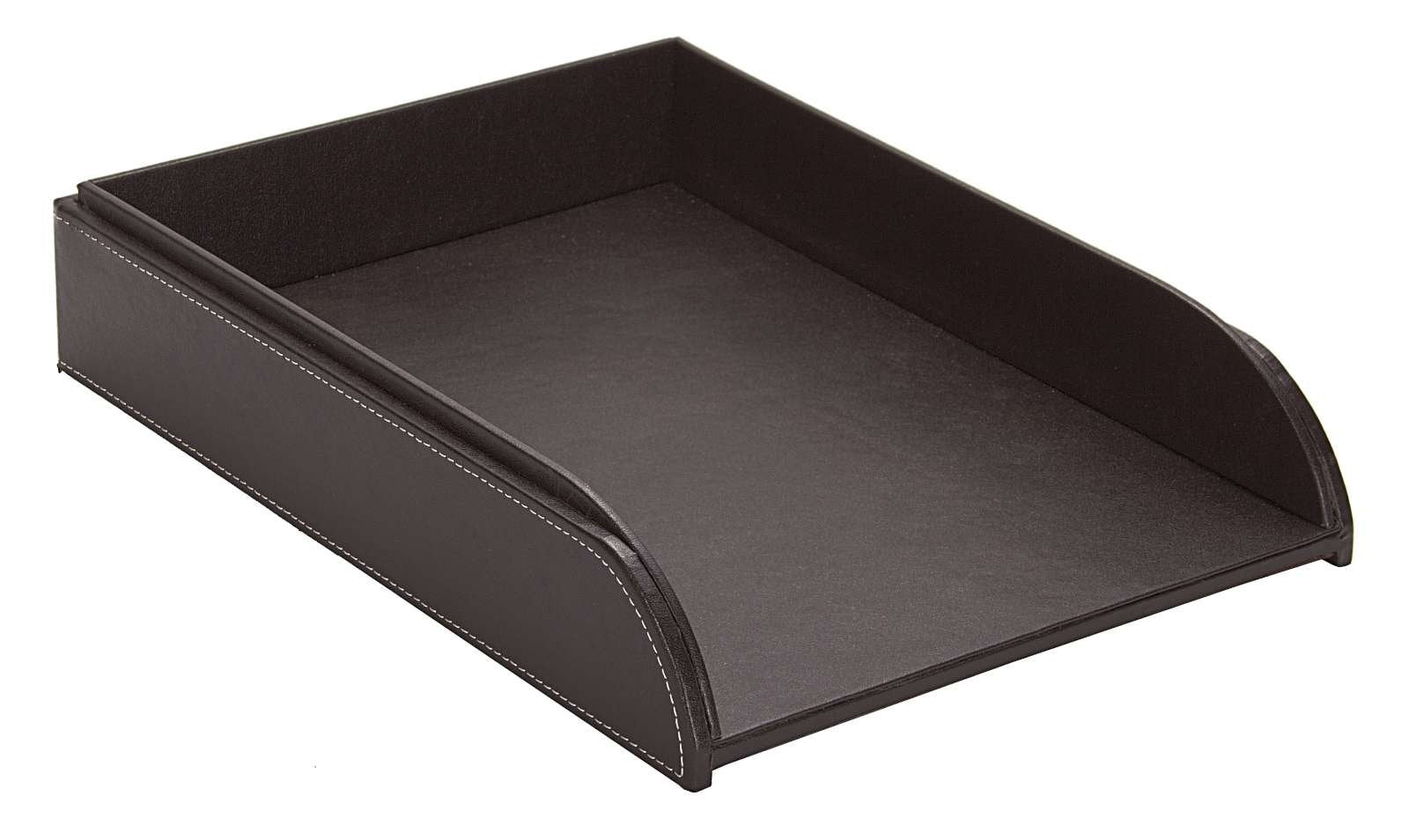 OSCO Brown Faux Leather Letter Tray | A4 | Easily Stackable | Desk File Organiser | Paper Storage |