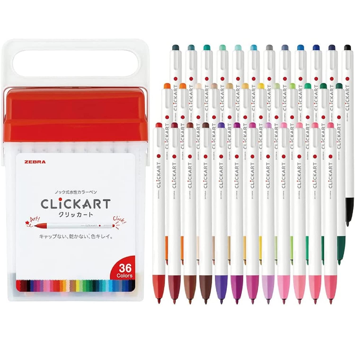 Zebra WYSS22-36C-N Clickart Water-Based Markers, 36 Colors, Case Included