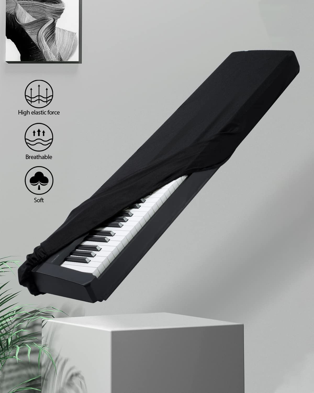 YNester Piano Keyboard Dust Cover 61 Keys Adjustable Electric Piano Cover