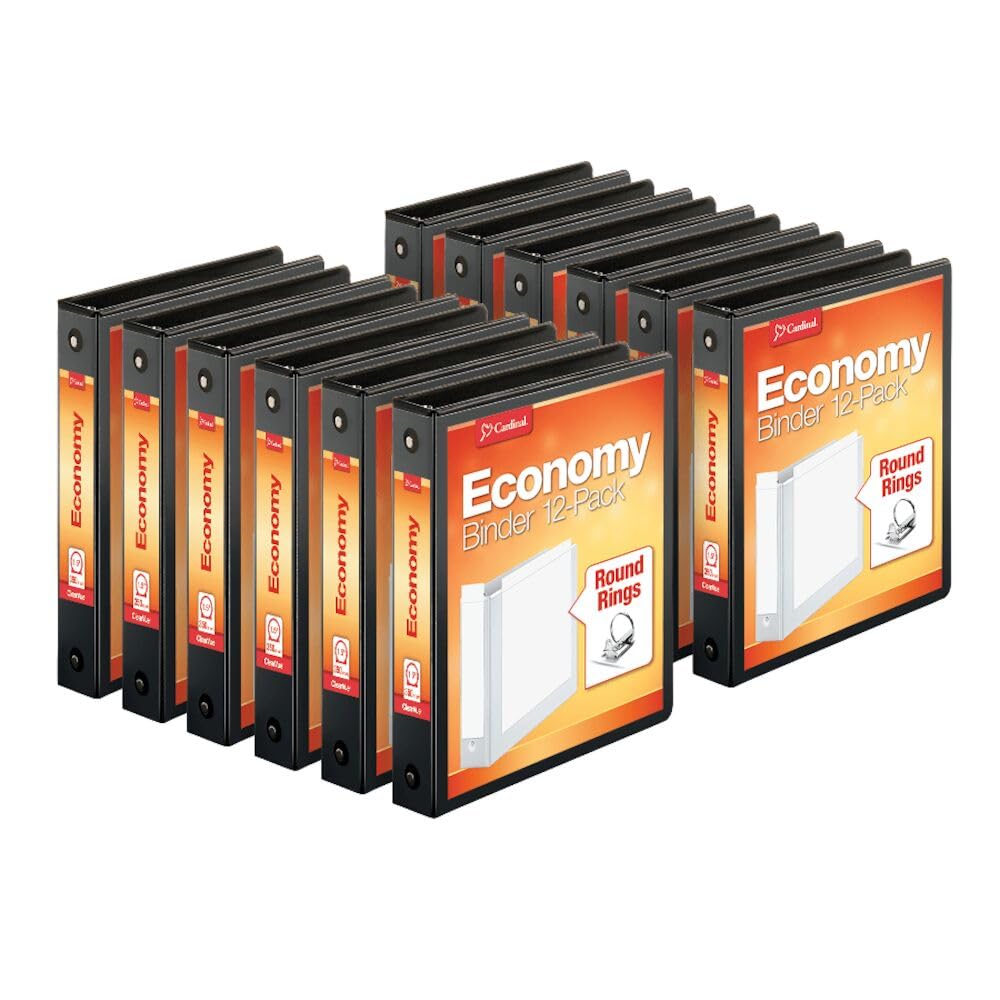 Cardinal Economy 3-Ring Binders, 1.5", Round Rings, Holds 350 Sheets, ClearVue Presentation View
