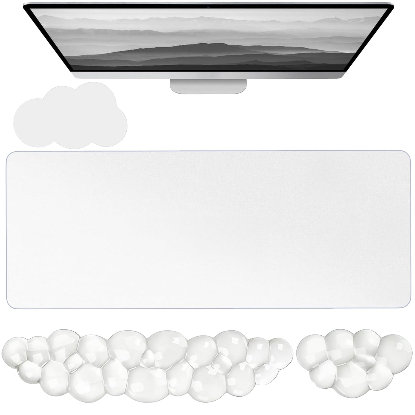 Gel Cloud Keyboard and Mouse Wrist Rest Set Cloud Silicone Clear Mouse Pad with Wrist Rest Extended