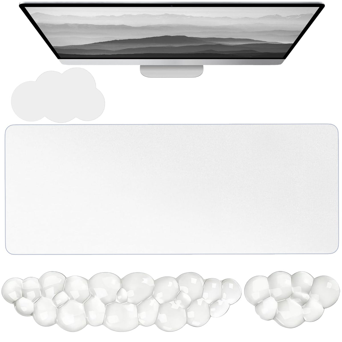 Gel Cloud Keyboard and Mouse Wrist Rest Set Cloud Silicone Clear Mouse Pad with Wrist Rest Extended