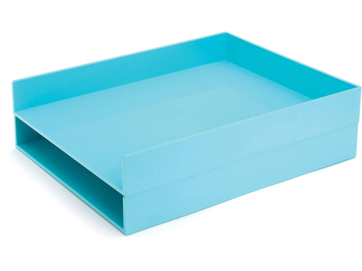 Poppin Stackable Letter Tray (2 Pack) - Modular Lacquer Desk Trays for Office Organization