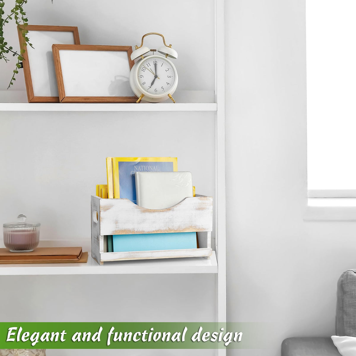 DRASTAR Magazine Holder, Bathroom Magazine Rack Floor, Wood Magazine Holder, Storage Holder for
