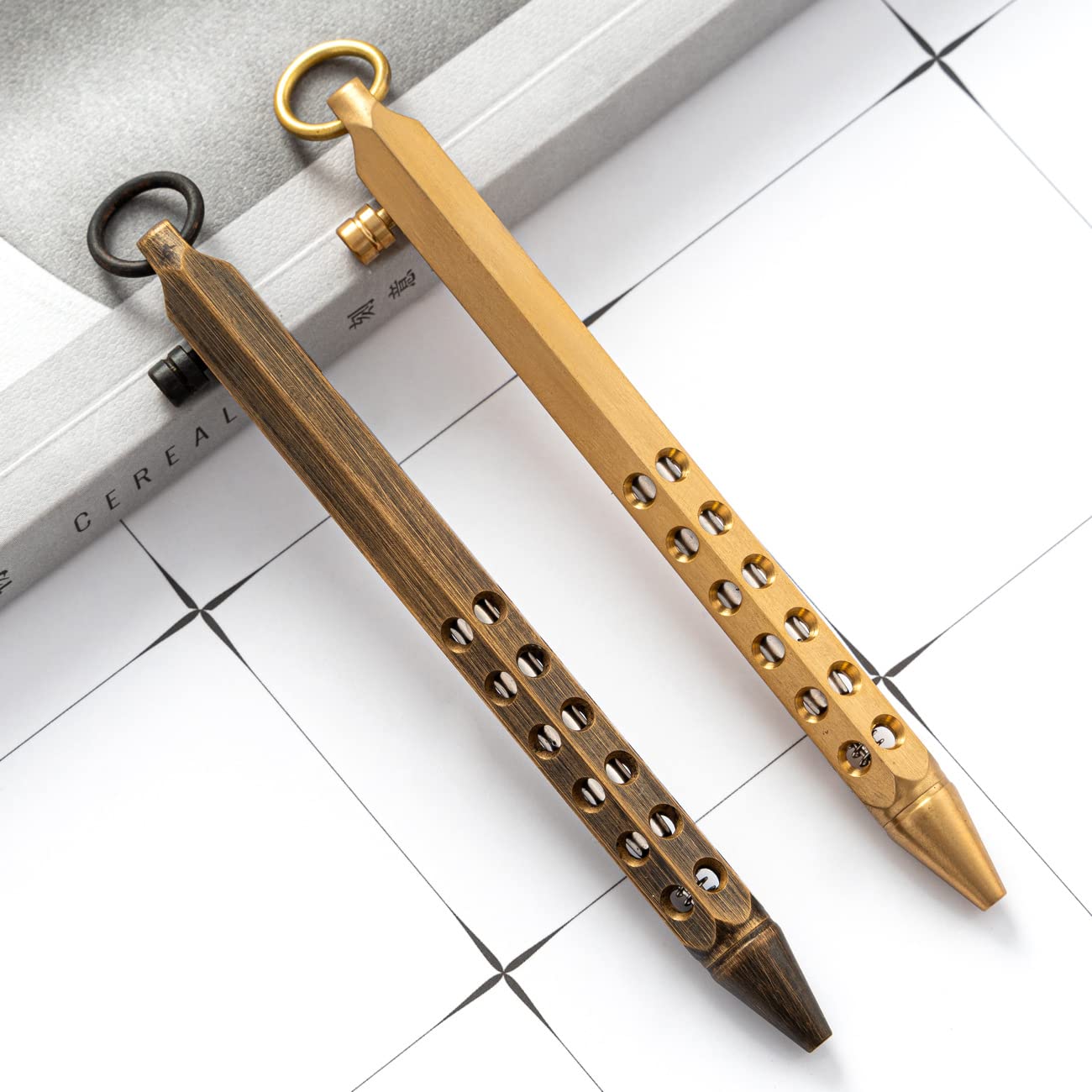 SMOOTHERPRO Solid Brass Bolt Action Pen with Extra Refill Hexagonal Six Edge Hollow Out Grip for