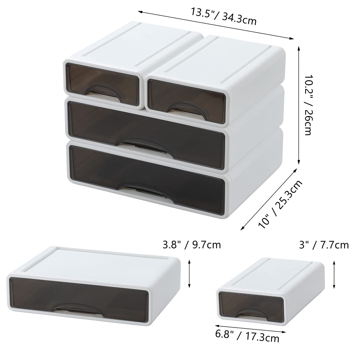 OSteed White Desktop Drawer Organizer Unit for Office Paper and Supplies