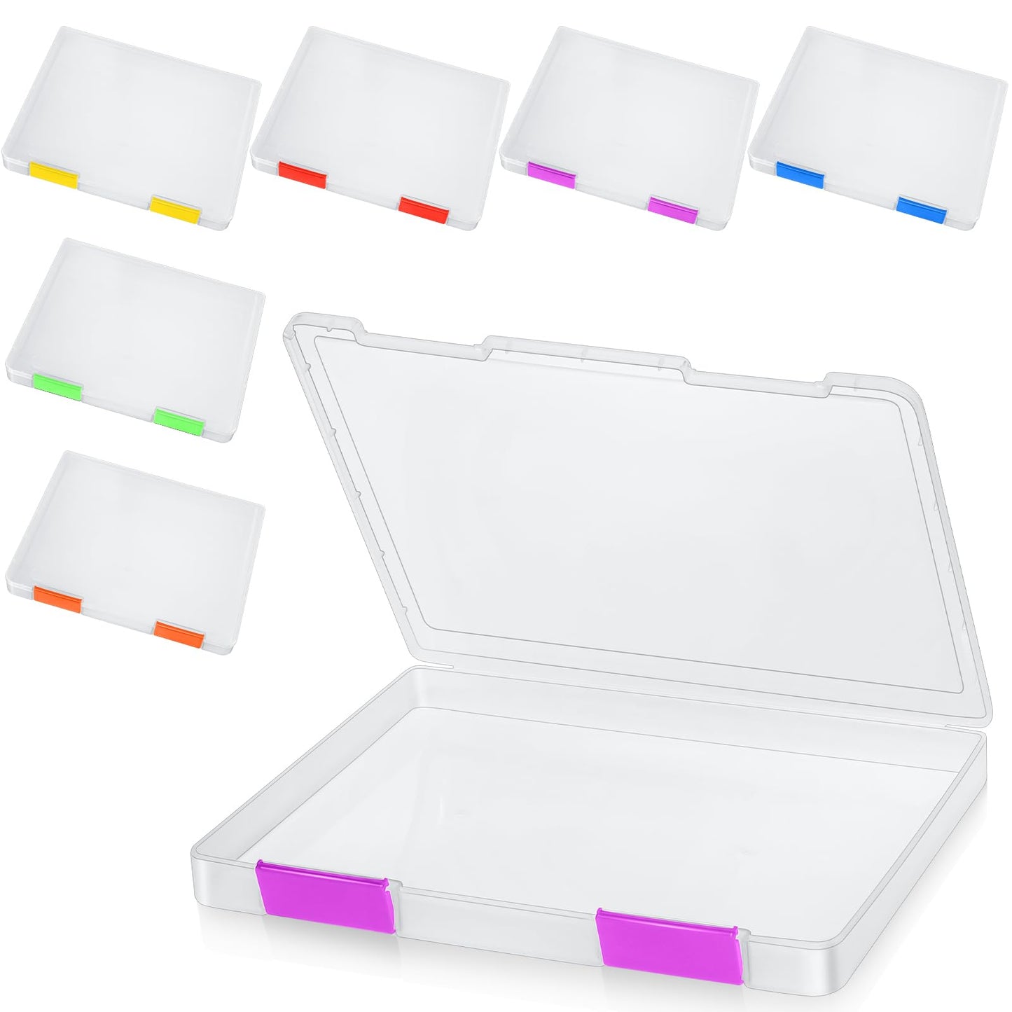 PerKoop 6 Pcs Clear Paper Storage Box,12.4 x 9.84 x 1.18 Inches,Colorful