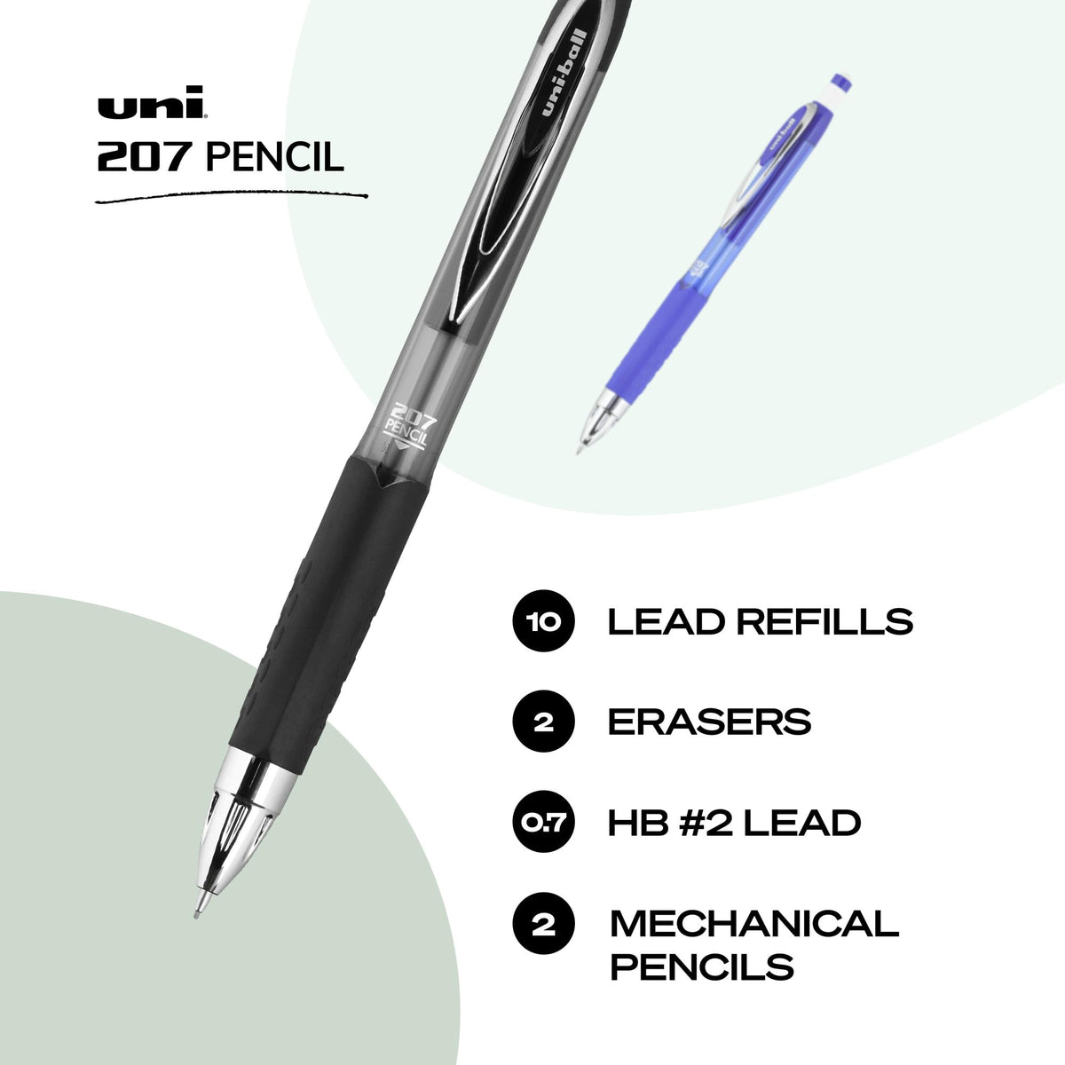 uniball 207 Mechanical Pencil Starter Kit, 0.7mm, HB #2, Assorted Barrels, 3 Pack