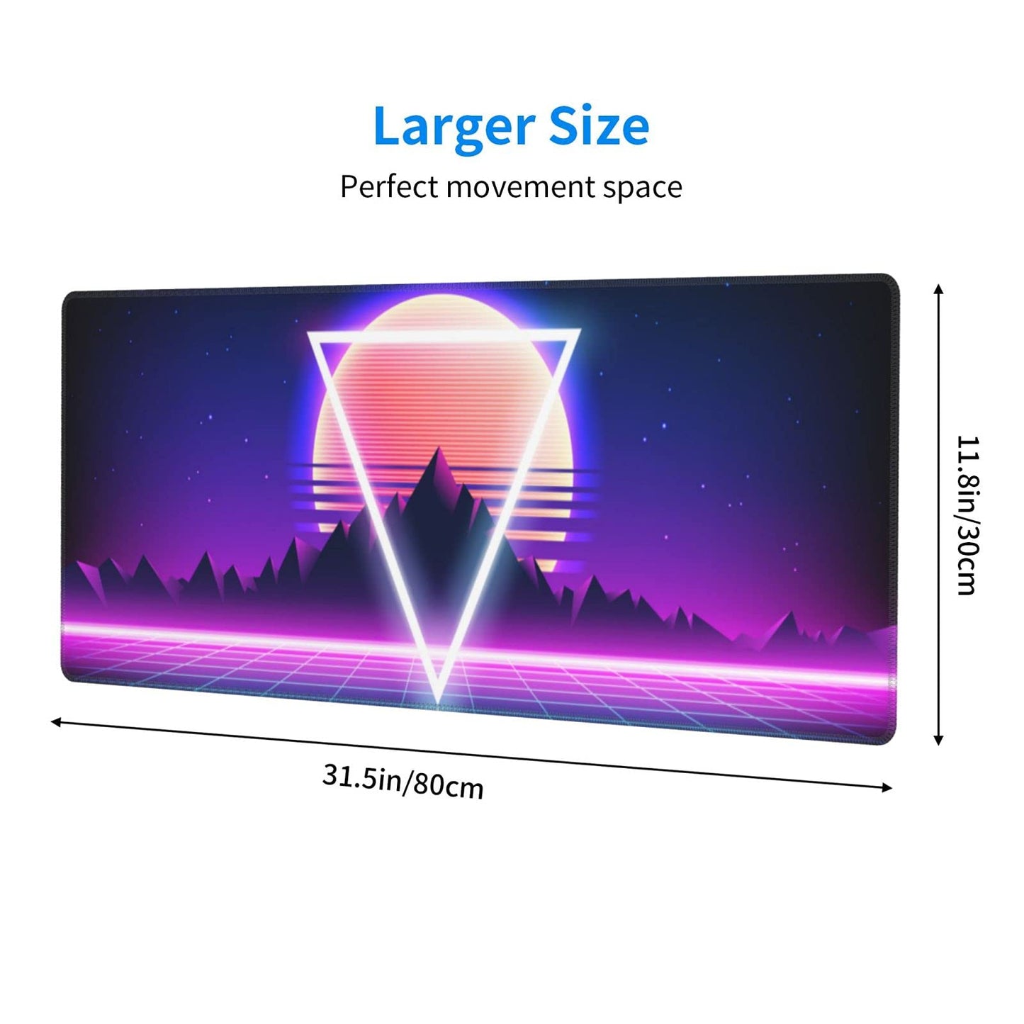 Retro Vaporwave Gaming Mouse Pad Cool Desk Mat Synthwave Neon Large XL Long Extended Pads Big