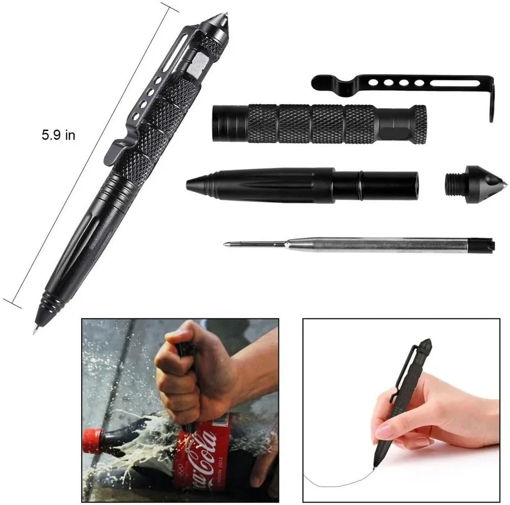 OIJ 5 Pack Military Tactical Pen Set, Professional Self Defense Pen, Emergency Glass Breaker Pen
