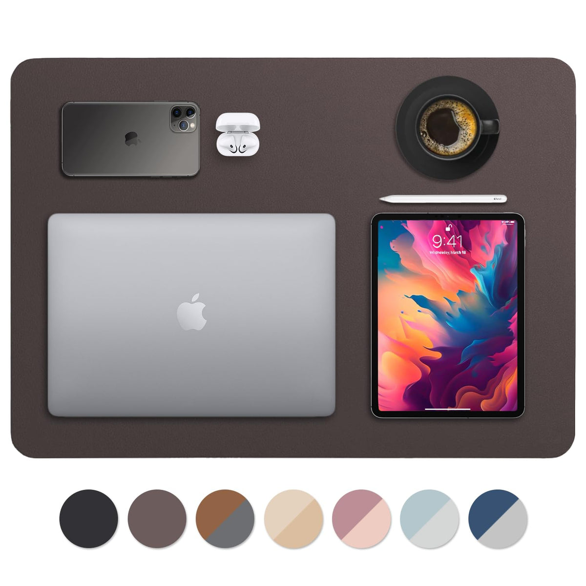 Vine Creations Leather Desk Mat 24" x 17", Desk Protector Mat, PU Leather Desk Pad, Small Desk Pad