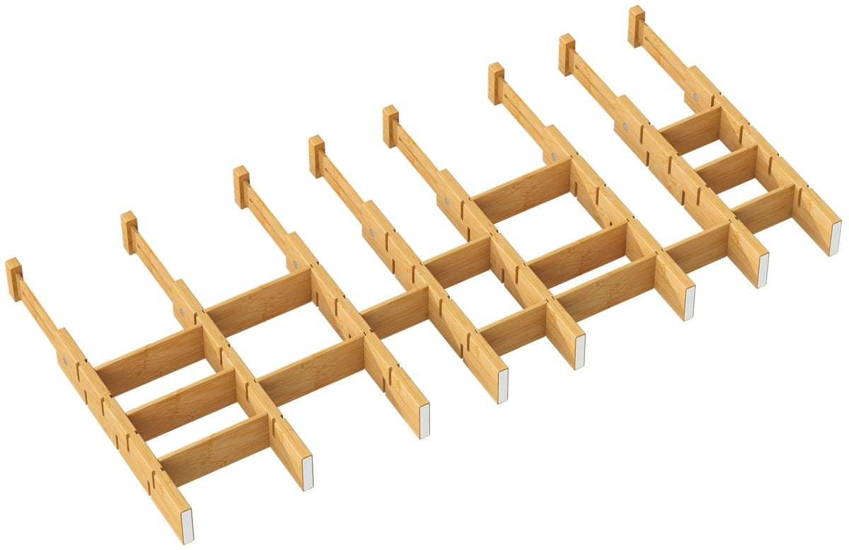 kiplant Bamboo Drawer Dividers - Adjustable Drawer Dividers for Kitchen, Clothes, Closet & Office