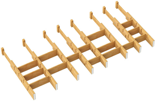 kiplant Bamboo Drawer Dividers - Adjustable Drawer Dividers for Kitchen, Clothes, Closet & Office