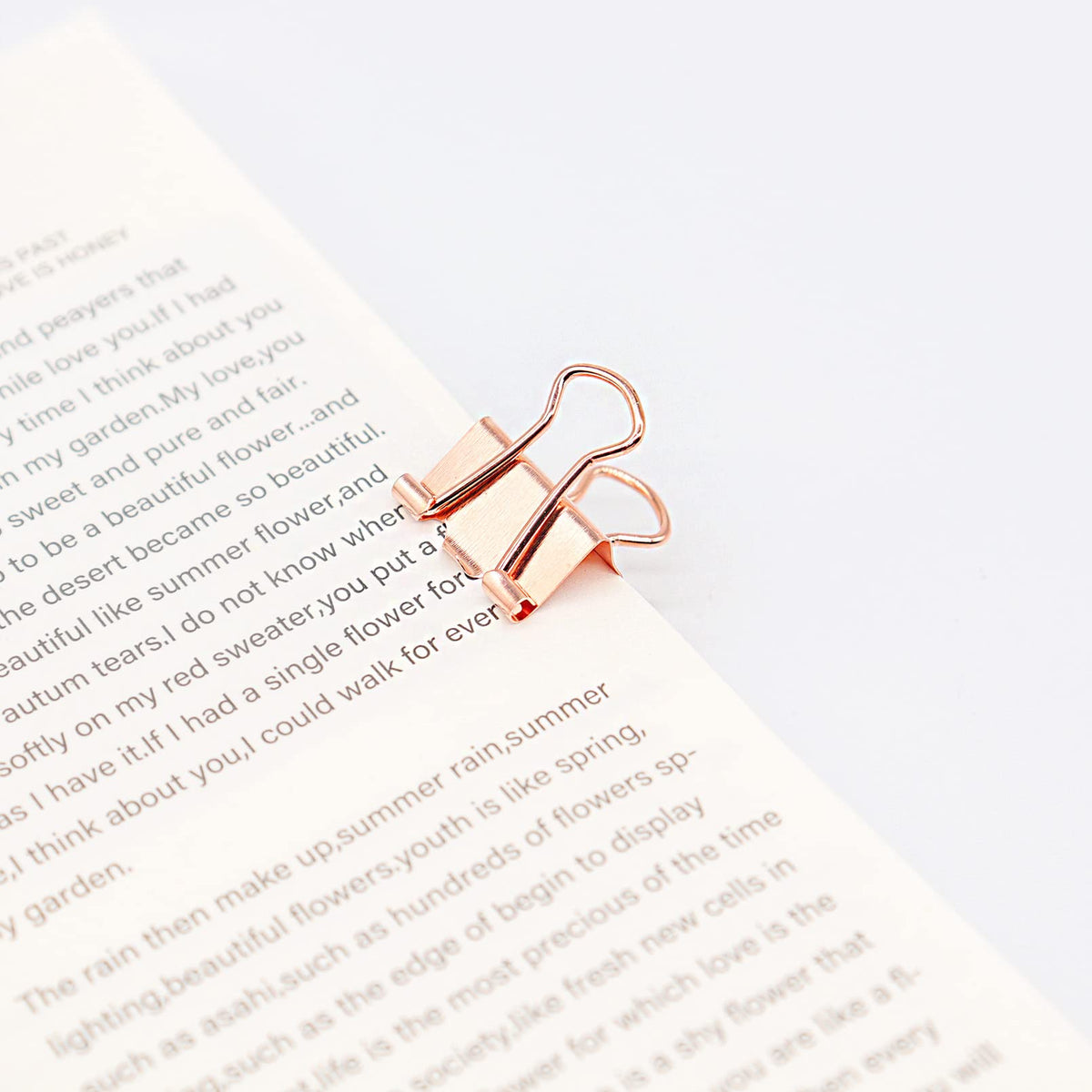 Rose Gold Binder Clips, Mini Paper Clip, Small Paper Clamps 15mm (5/8 inch), 100 Pack Micro Size