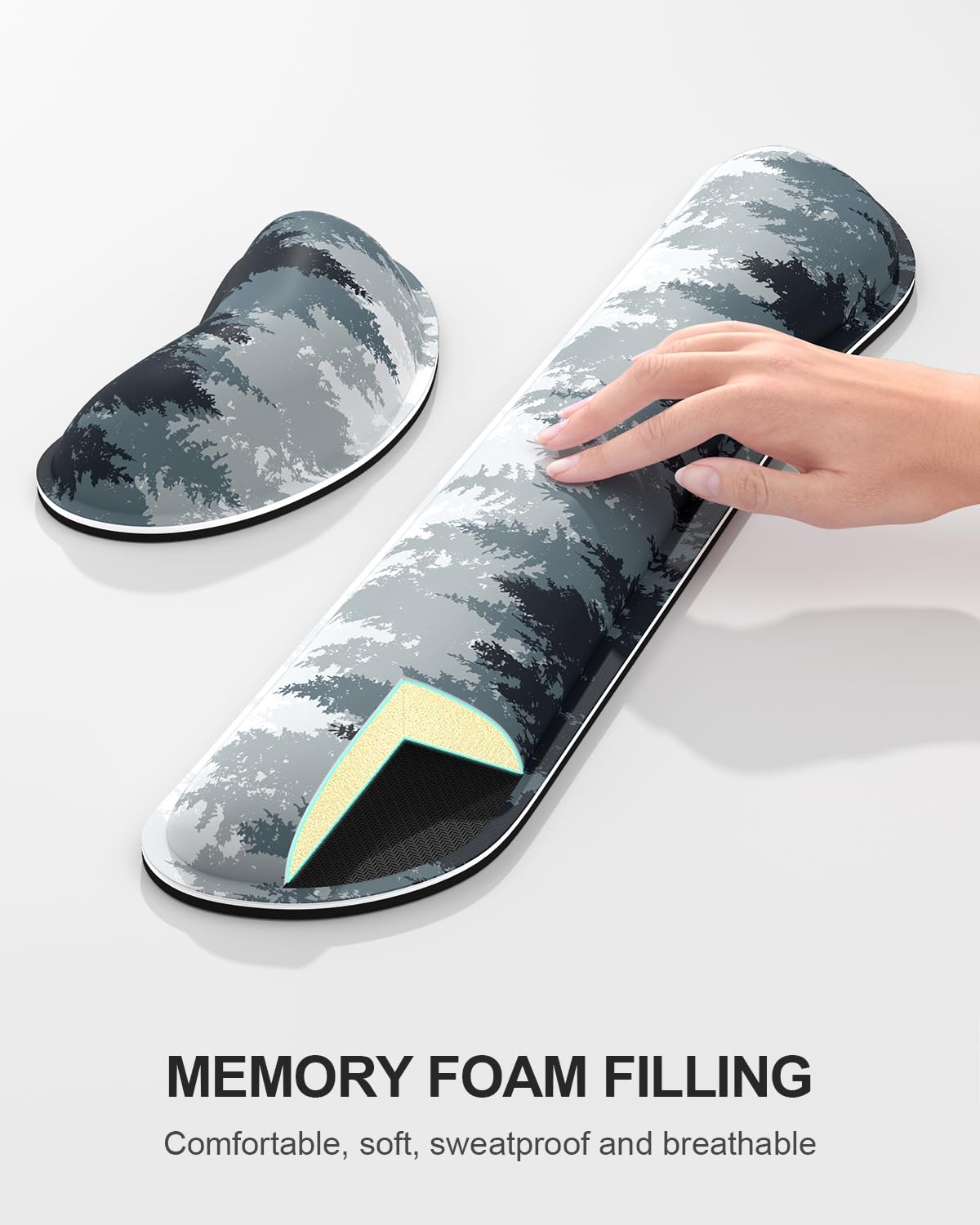 Auhoahsil Large Mouse Pad with Wrist Rests for Keyboard & Mouse, Thick Soft Ergonomic Memory Foam
