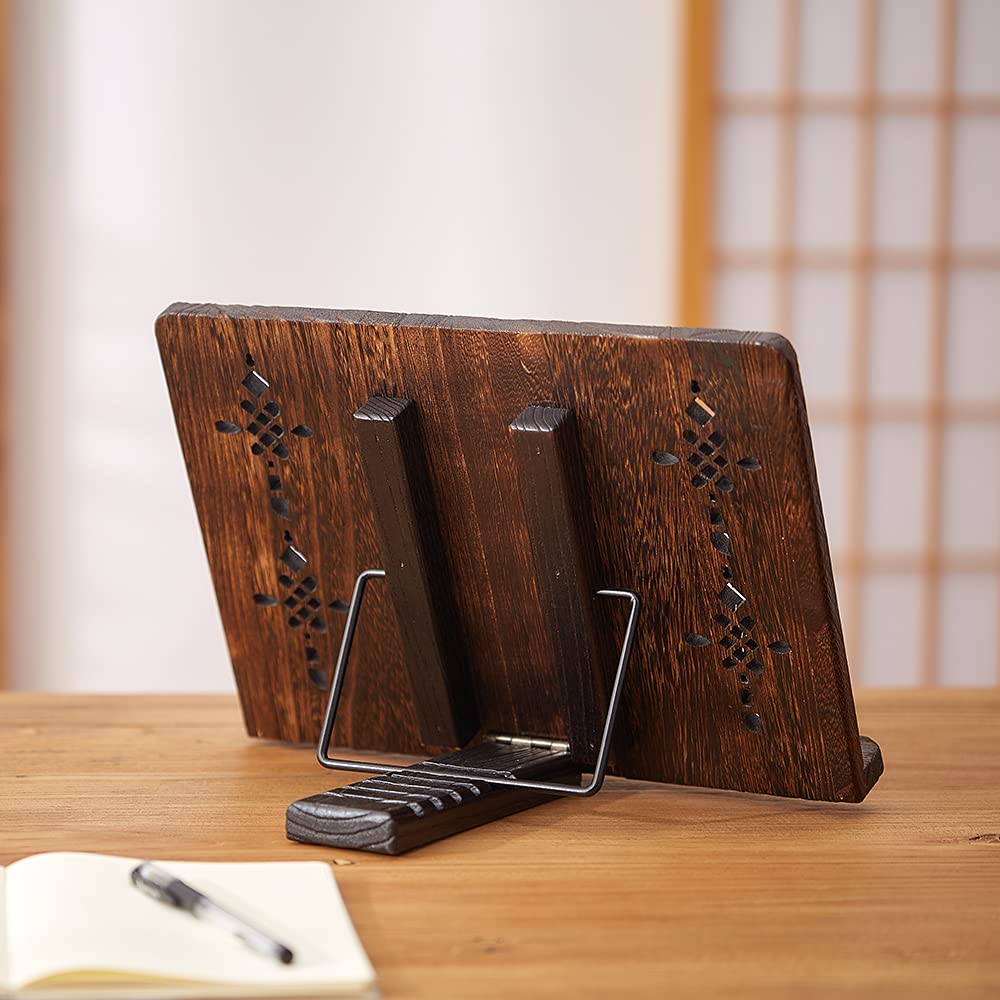 SINOBEST Book Stand with Page Clips, Foldable Reading Rest Holder, Portable Desk Bookrest