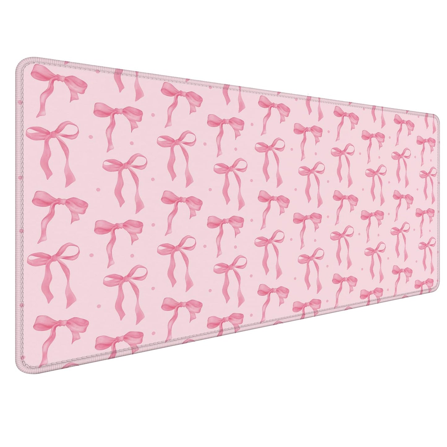 Foritho Cute Coquette Pink Bow Aesthetic Mouse Pad 31.5x15.7inch, Preppy Girly Pink Bow Mouse Pads