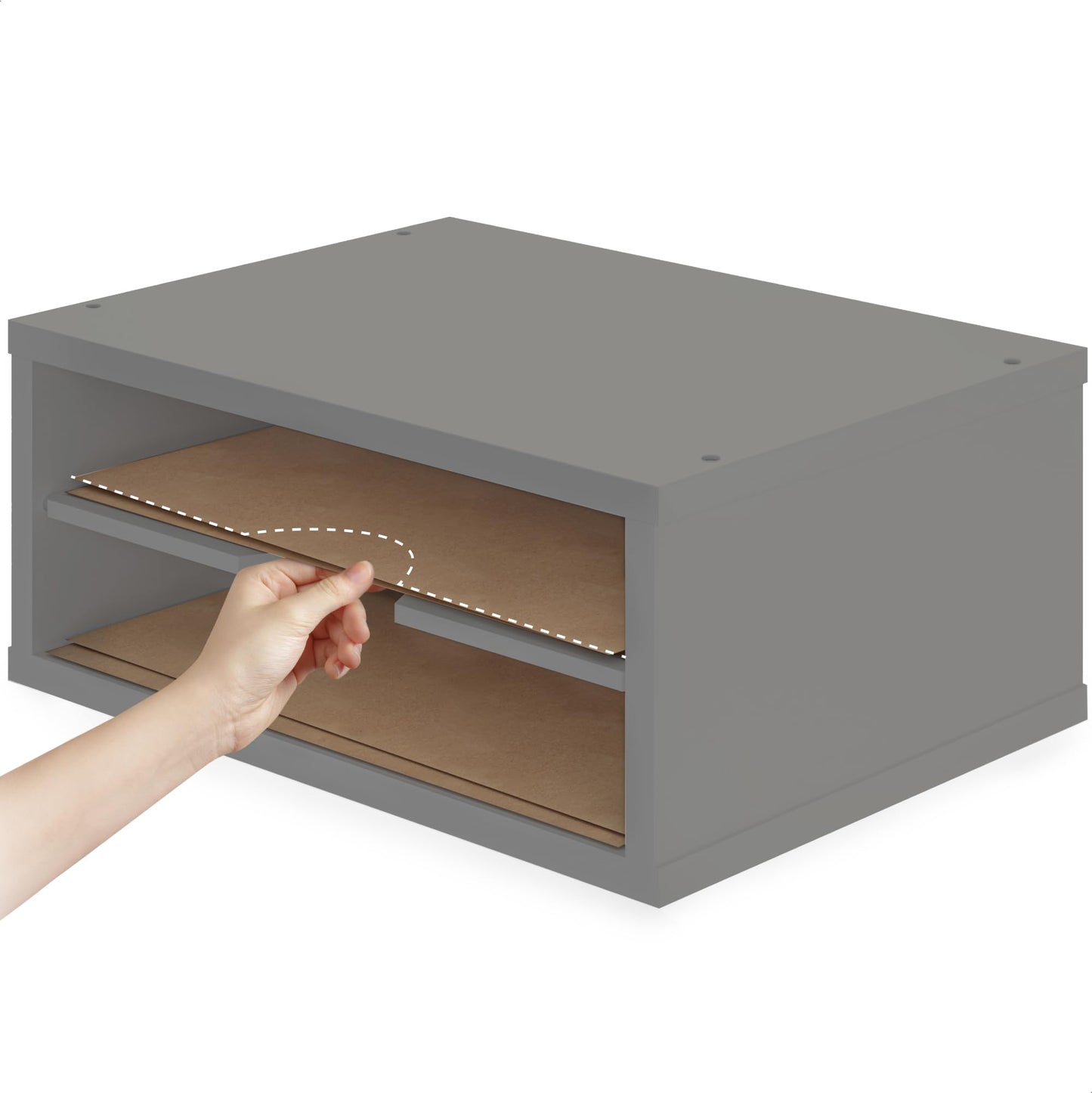 Ballucci File Organizer, 2-Tier Document Paper Sorter, Stackable Wood Desk Organizer Mail Holder