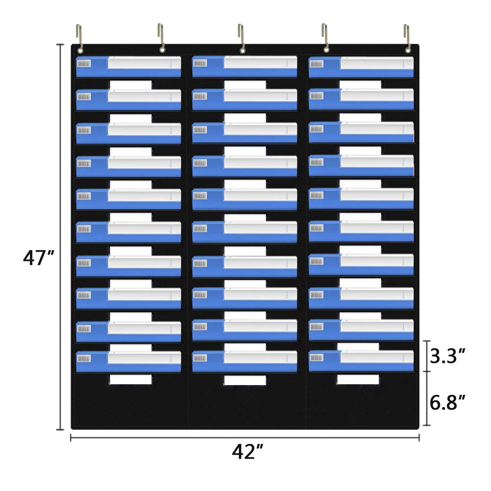 EAMAY Hanging File Folder Organizer - 30 Pockets and 5 Over the Door Hanger, Wall Mount Document