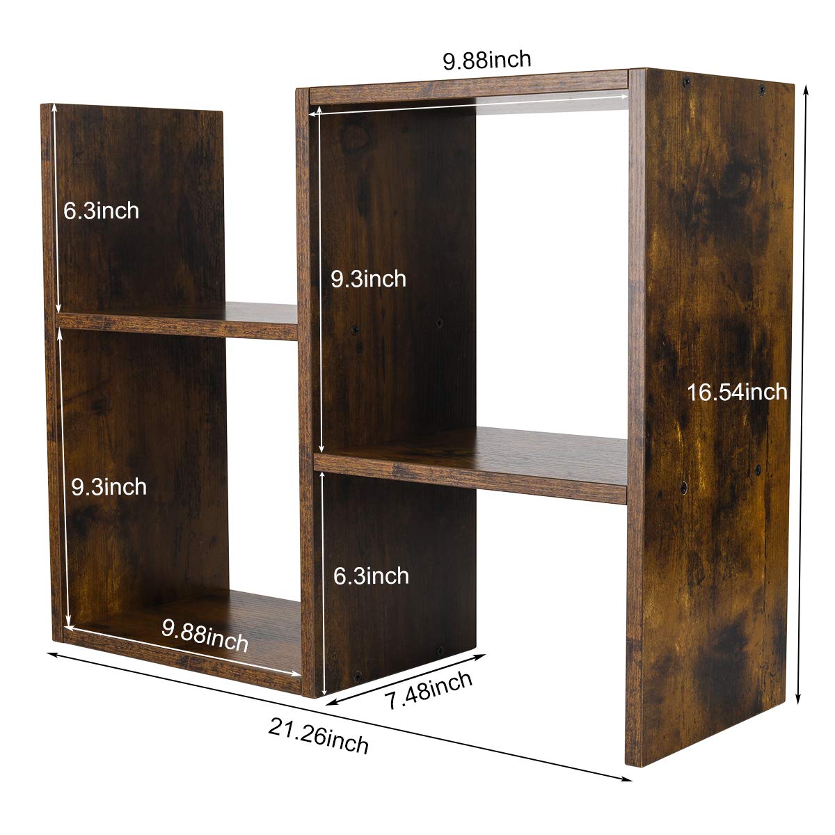 PAG-Mass Desktop Bookshelf Freestanding Wooden Countertop Bookcase Accessories Organizer Display