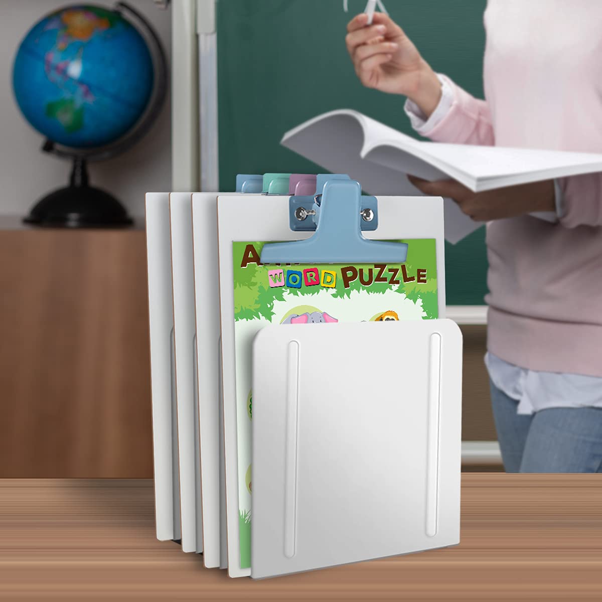 Acrimet 4-Section File Sorter Vertical, Metal Desktop Organizer, White