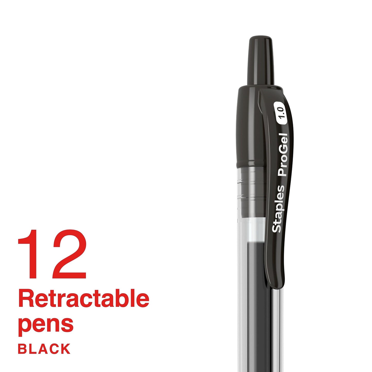 STAPLES ProGel Retractable Gel Pen, Bold Point, 1.0mm, Black Ink, 2/Pack