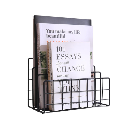 File Folder Organizer for Desktop,3 Section Metal Vertical magazine Stand Holder,Paper tray/Mail