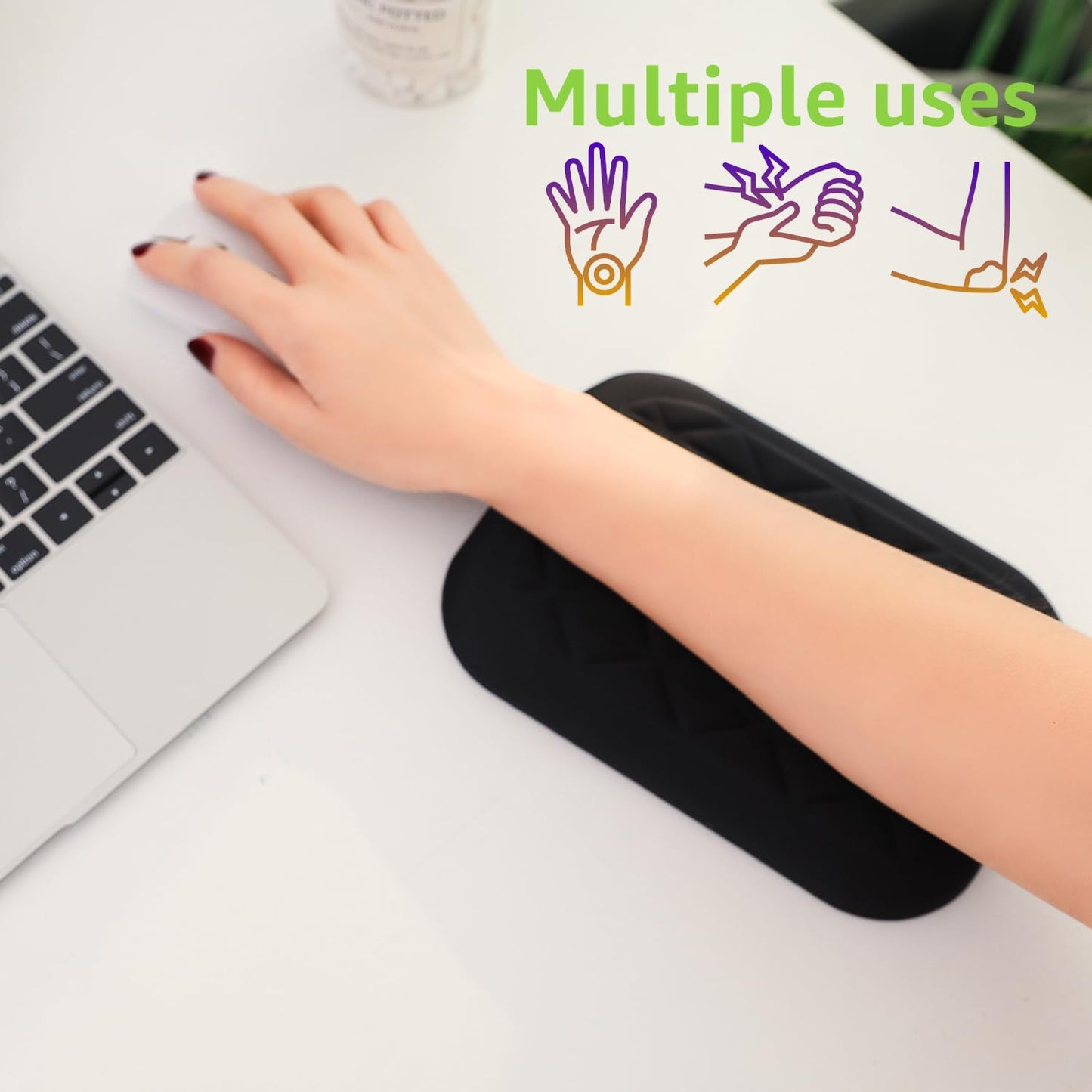 LargeLeaf Ergonomic Wrist & Elbow Rest Pad for Desk with Memory Foam & Non-Slip Base, Relieve Elbow