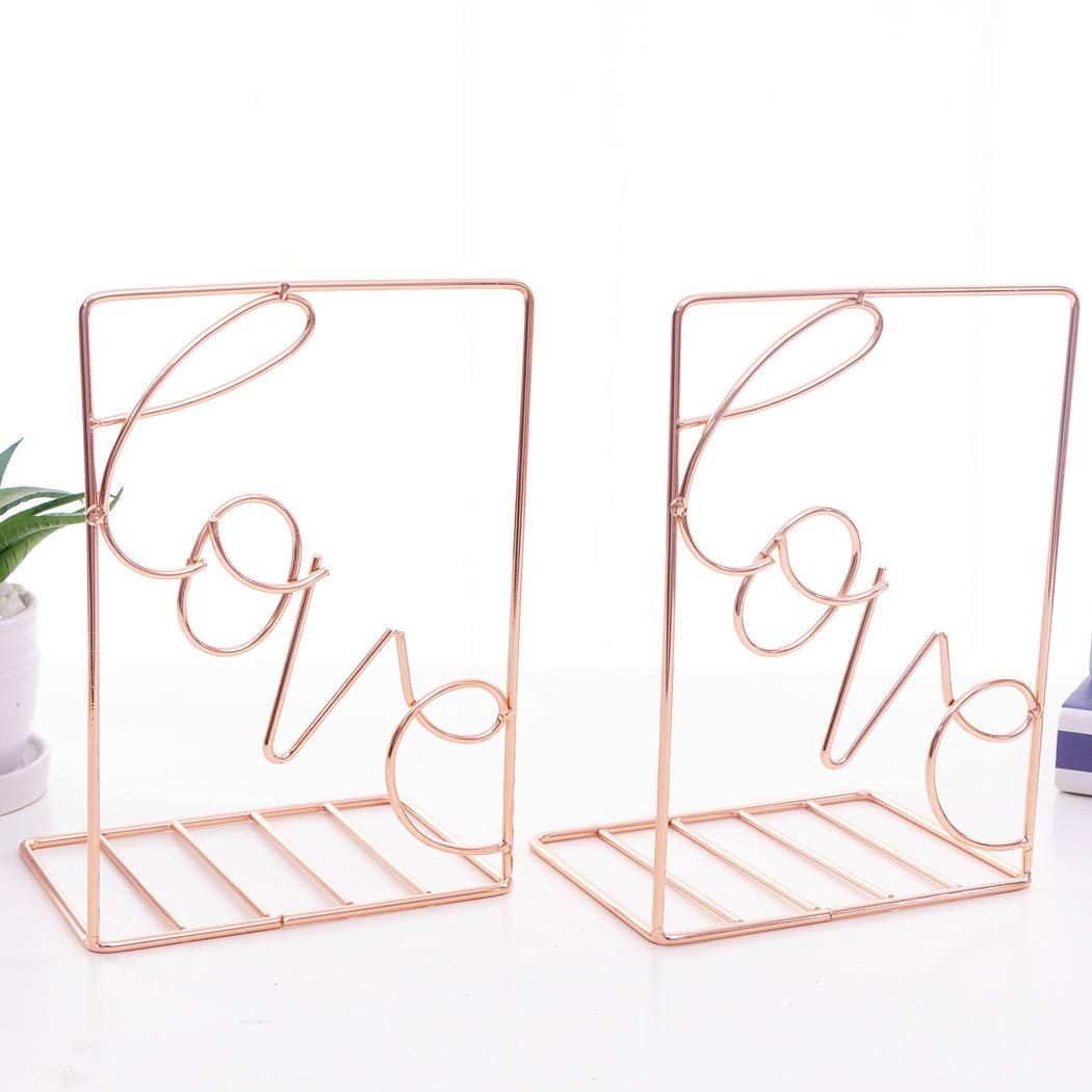 SIPLIV Creative Minimalist Style Bookends Metal Adjustable Books Holder Stand Book Rack Desk