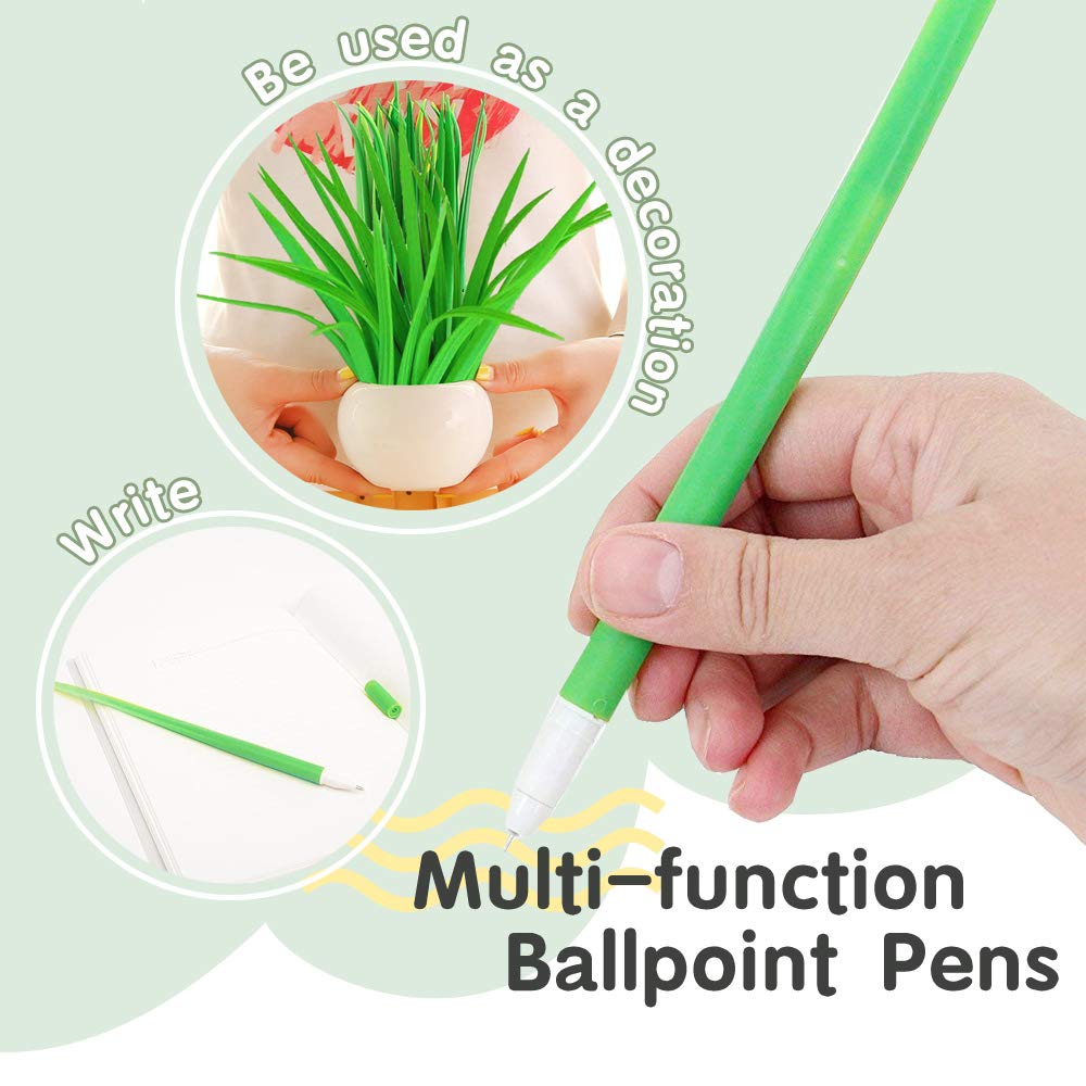 Youdepot Green Leaf Like Grass-Blade Pens, Black Ink, Pack Of 25