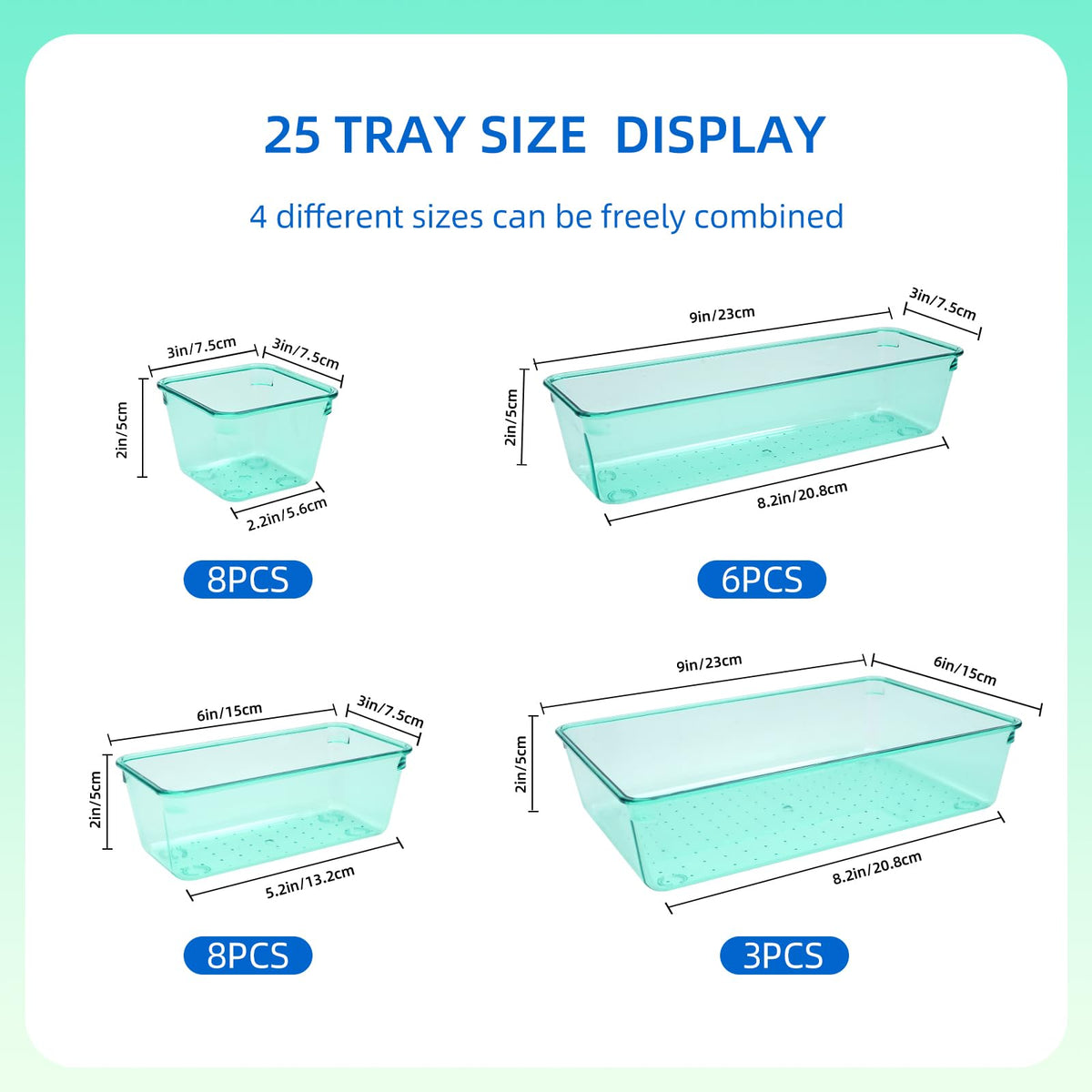 Trotianingyu Kitchen Desk Drawer Organizers Storage for Office, Small Acrylic Vanity Trays Makeup