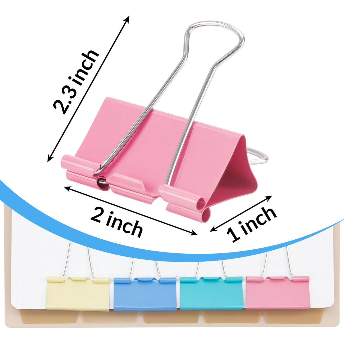 OWLKELA 12 Pack Binder Clips, 2 Inch, Assorted Colors
