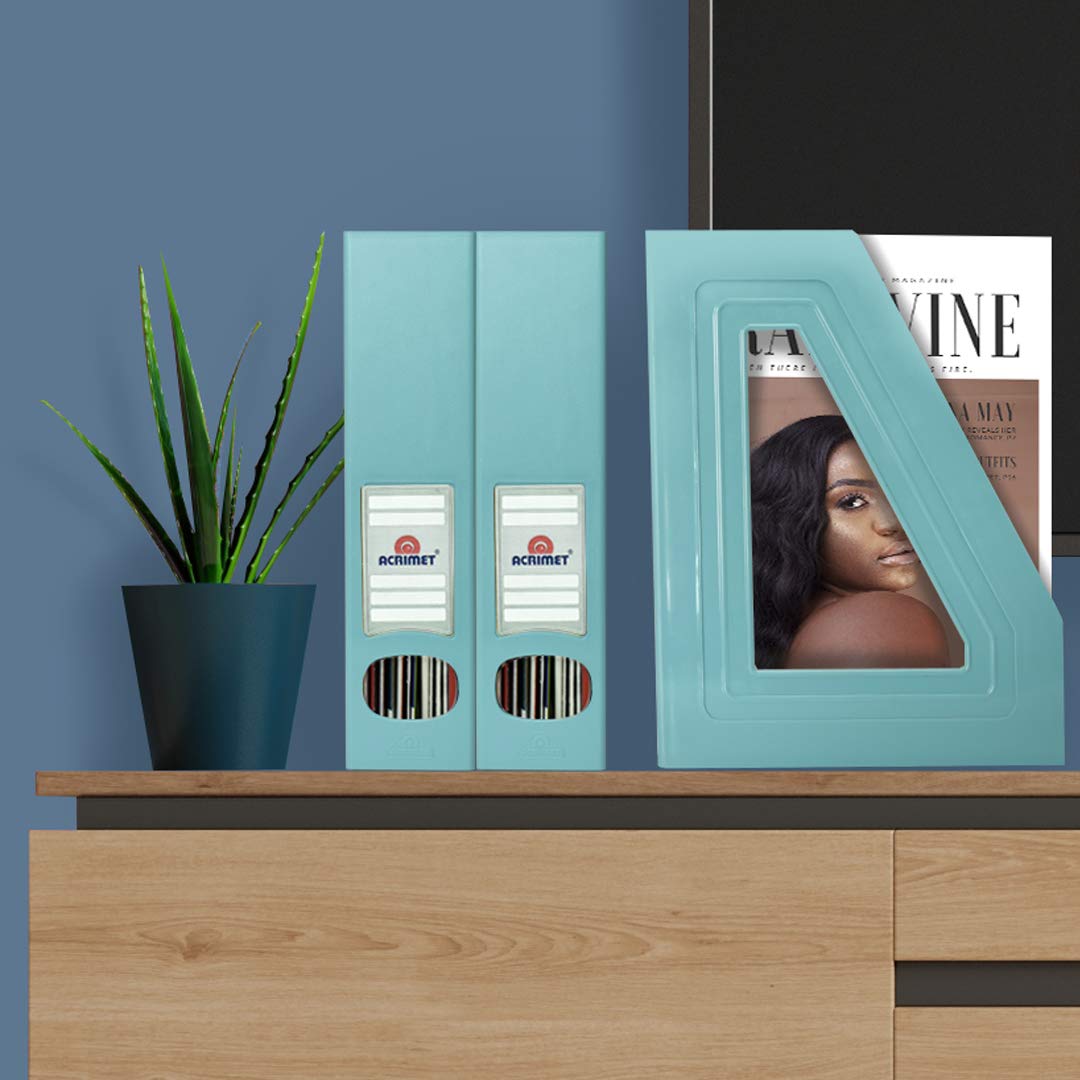 Acrimet Magazine File Holder, Vertical Desk Organizer, Solid Green, 2 Pack