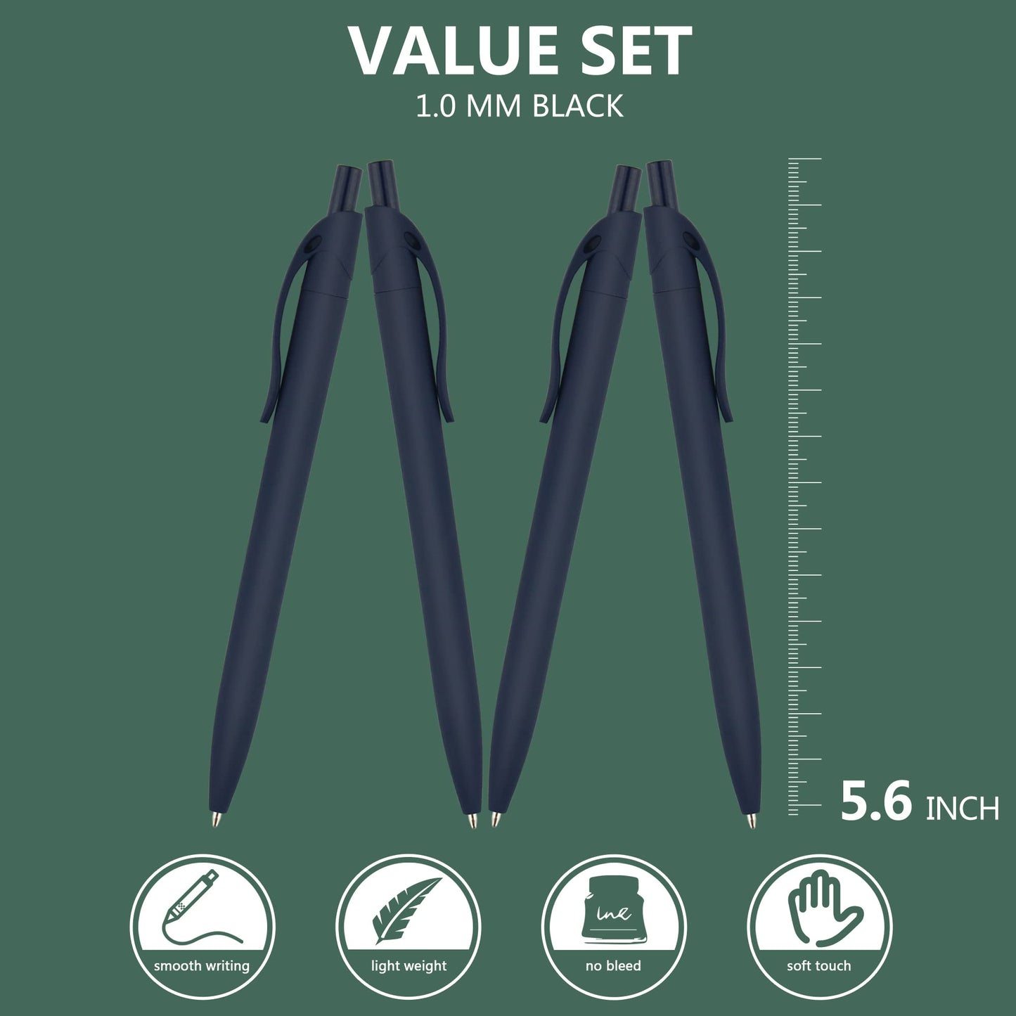 deegtran Pens Bulk, 200 Pack No Bleed Blue Barrel Click, Wholesale Retractable Ballpoint Pens, Pens