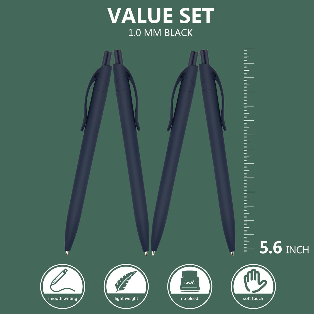 deegtran 100 Pack No Bleed Blue Barrel Click Pens, Wholesale Retractable Ballpoint Pens, Medium