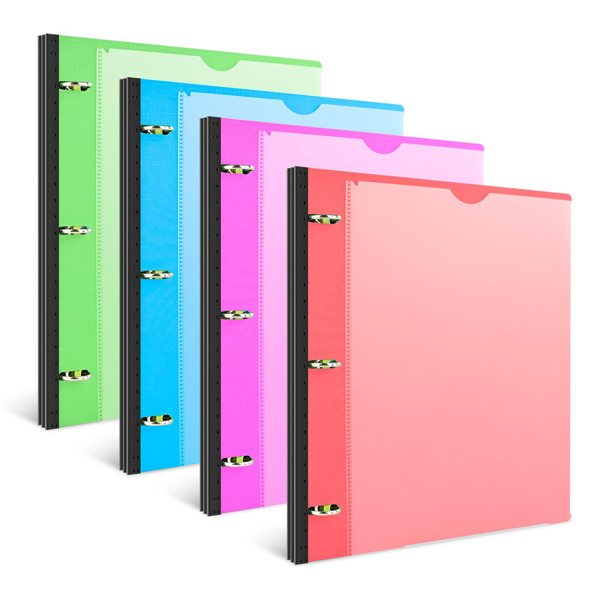 INFUN 1 Inch Telescoping 3 Ring Binder - 4PCS, Flexible Round Binder with Customizable Front Cover