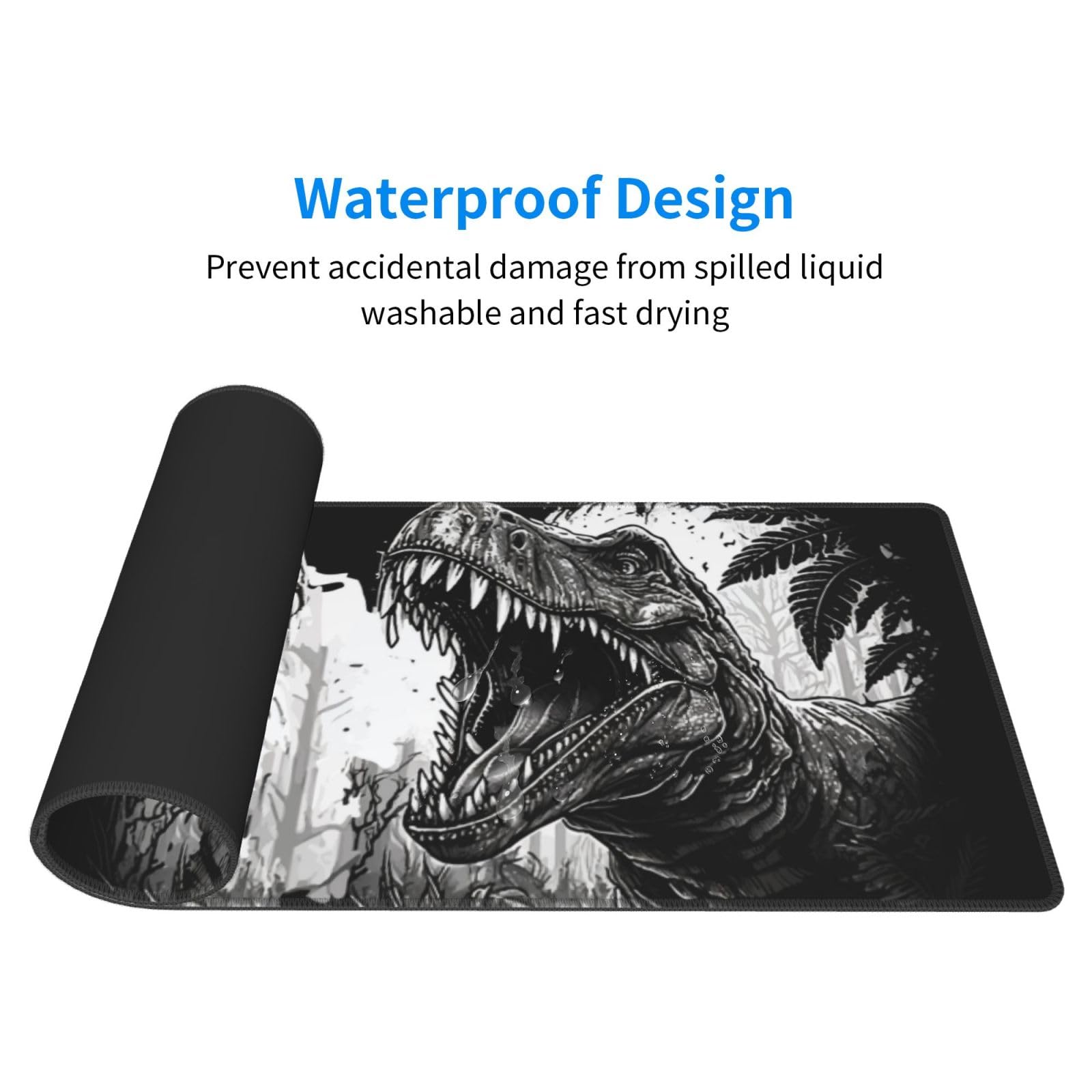 Dinosaur Mouse Pad XL Large Mousepad Non Slip Rubber Base Desk Mat for Laptop Computer Gaming 31.5"