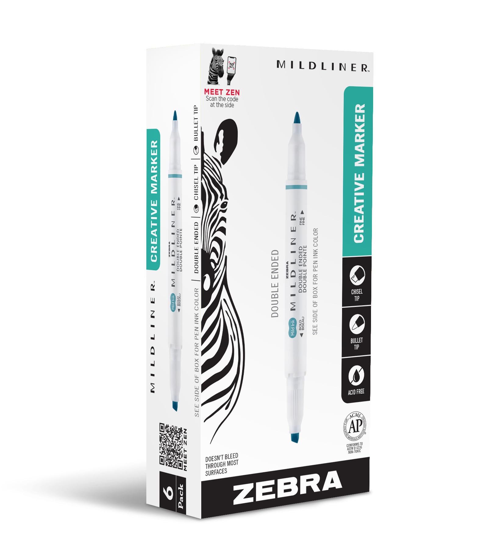 Zebra Pen MILDLINER No Bleed Highlighter, Dark Blue Color, Dual Tip, 12-Pk