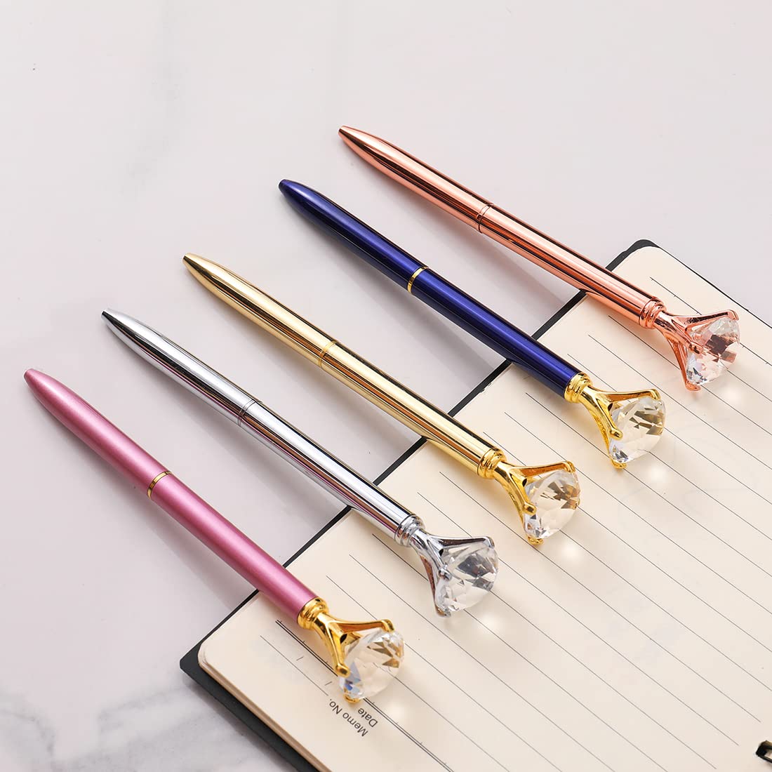 Oddmoal Diamond Pens Fun Fancy Crystal Diamond Pen For Women, Bling Metal Pens, Black Ink, 18