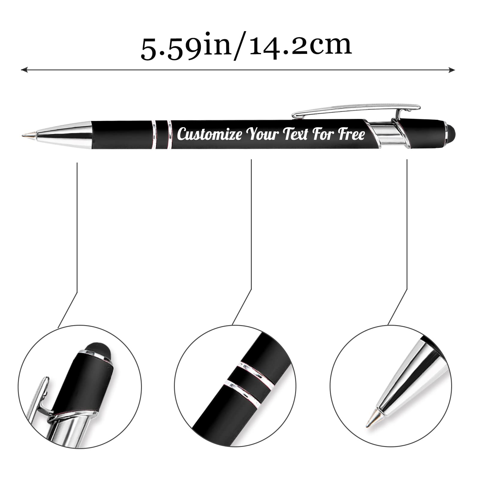 Max 500 Pcs Personalized Pens Bulk, Custom Pens with Free Engraving, Customized Stylus Tip