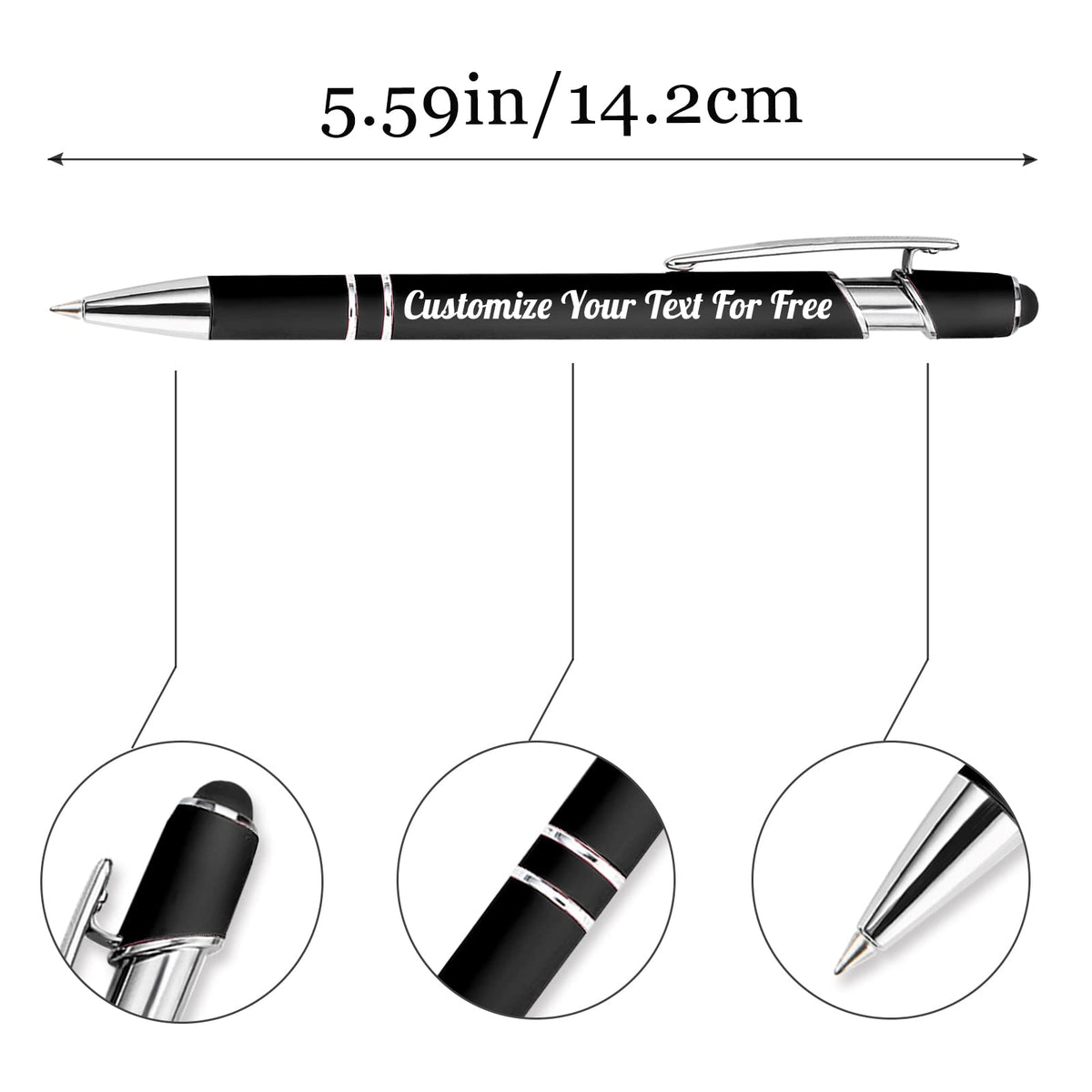Max 500 Pcs Personalized Pens Bulk, Custom Pens with Free Engraving, Customized Stylus Tip
