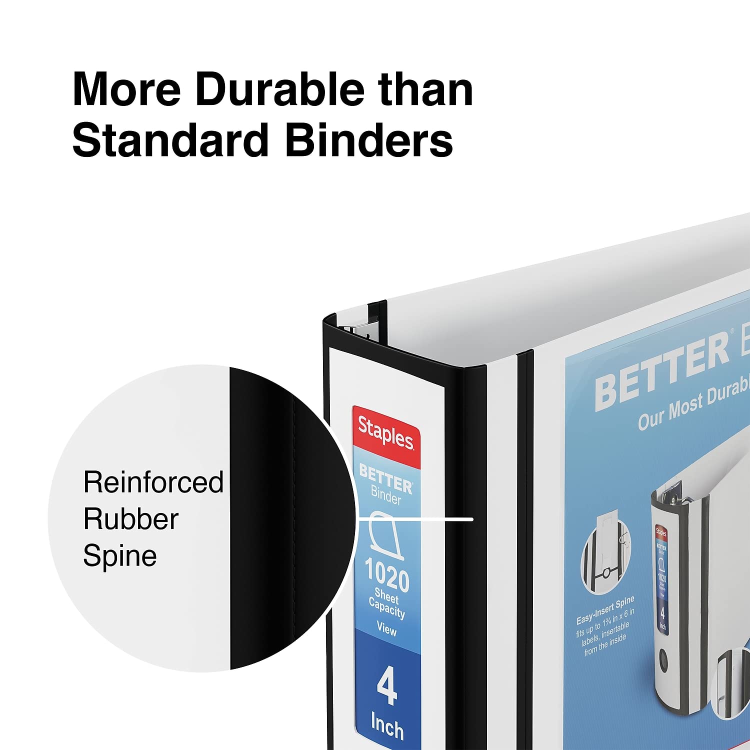 Staples Better 4-Inch 3-Ring View Binder, White, 2-Pack