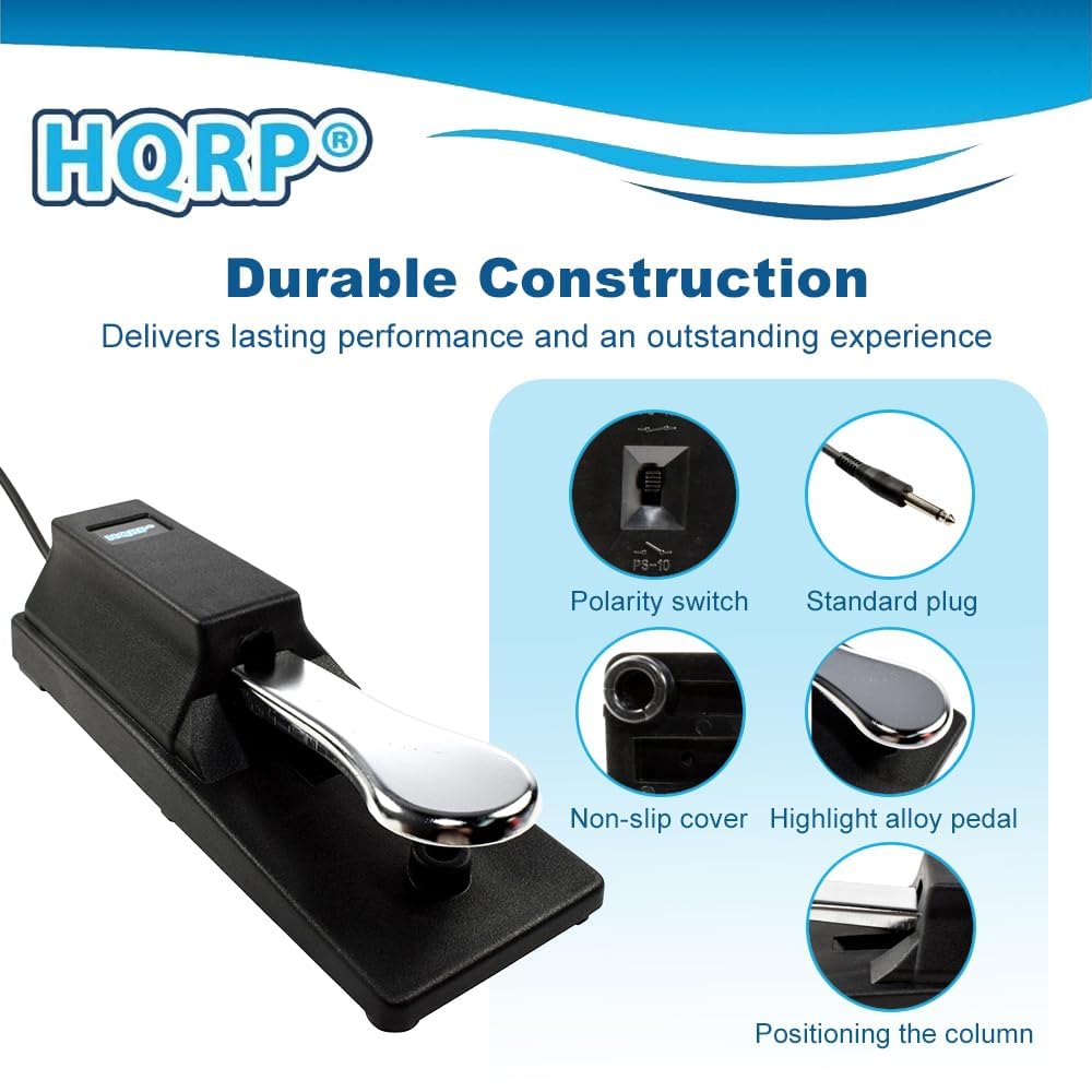 HQRP Sustain Pedal compatible with Yamaha YPG-235 / YPG-535 / YPT-230 / YPT-330 / YPT-240 /