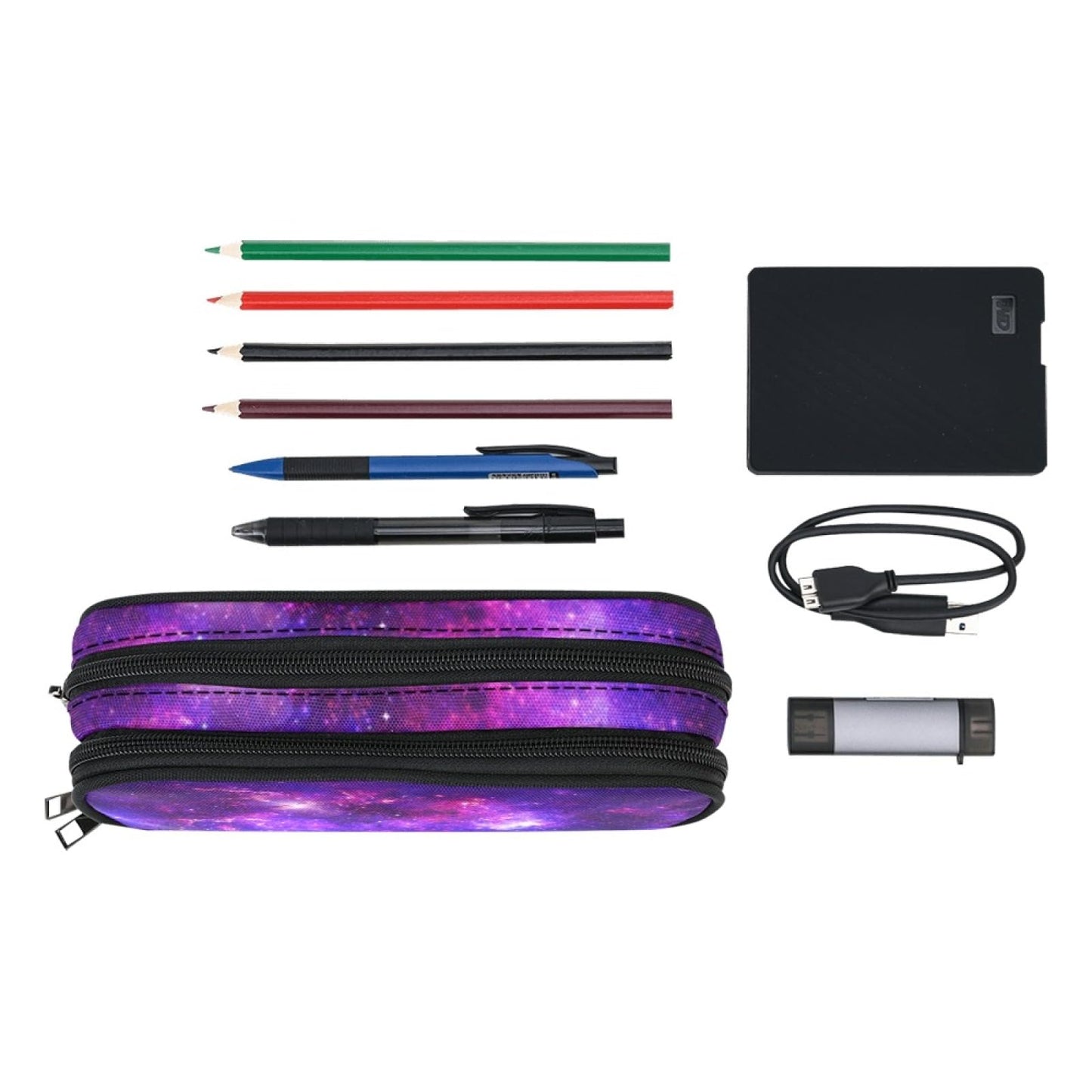 ANANGTEE Purple Galaxy Unicorn Pencil Case Pouch for Girls Teen Boys 10x5